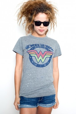 Used Junk Food T Shirt Tee 50/38/12 Wonder Woman HEATHER GRAY XL (17" width)