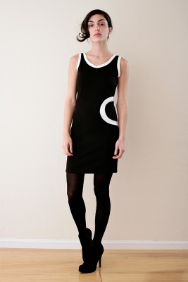 Graphic Stretchy Black Tank Dress XS S M L
